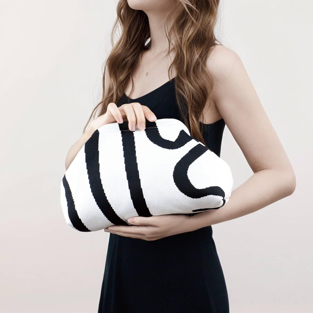 4991 Summer Clutch Purses Casual Crochet Dumpling Bag Colorblock Striped - Picture 2 of 6